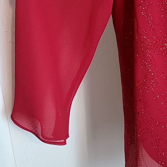 Another Thyme Red Glittery Blouse with Cowl Neckline,  Size 3X - Picture 4 of 10